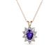 1 - Hazel 6x4 mm Oval Cut Iolite and Round Diamond Double Bail Halo Pendant Necklace 