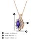 3 - Hazel 6x4 mm Oval Cut Iolite and Round Diamond Double Bail Halo Pendant Necklace 