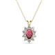 1 - Hazel 6x4 mm Oval Cut Rhodolite Garnet and Round Diamond Double Bail Halo Pendant Necklace 