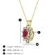 3 - Hazel 6x4 mm Oval Cut Rhodolite Garnet and Round Diamond Double Bail Halo Pendant Necklace 