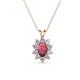1 - Hazel 6x4 mm Oval Cut Rhodolite Garnet and Round Diamond Double Bail Halo Pendant Necklace 