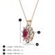 3 - Hazel 6x4 mm Oval Cut Rhodolite Garnet and Round Diamond Double Bail Halo Pendant Necklace 