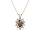 1 - Hazel 6x4 mm Oval Cut Smoky Quartz and Round Diamond Double Bail Halo Pendant Necklace 