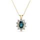 1 - Hazel 6x4 mm Oval Cut London Blue Topaz and Round Diamond Double Bail Halo Pendant Necklace 