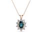 1 - Hazel 6x4 mm Oval Cut London Blue Topaz and Round Diamond Double Bail Halo Pendant Necklace 