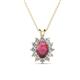 1 - Hazel 7x5 mm Oval Cut Rhodolite Garnet and Round Diamond Double Bail Halo Pendant Necklace 