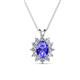 1 - Hazel 7x5 mm Oval Cut Tanzanite and Round Diamond Double Bail Halo Pendant Necklace 