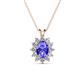 1 - Hazel 7x5 mm Oval Cut Tanzanite and Round Diamond Double Bail Halo Pendant Necklace 