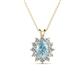 1 - Hazel 7x5 mm Oval Cut Aquamarine and Round Diamond Double Bail Halo Pendant Necklace 