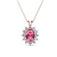 1 - Hazel 7x5 mm Oval Cut Pink Tourmaline and Round Diamond Double Bail Halo Pendant Necklace 