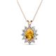 1 - Hazel 7x5 mm Oval Cut Citrine and Round Diamond Double Bail Halo Pendant Necklace 
