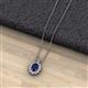 2 - Hazel 7x5 mm Oval Cut Blue Sapphire and Round Diamond Double Bail Halo Pendant Necklace 