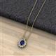 2 - Hazel 7x5 mm Oval Cut Blue Sapphire and Round Diamond Double Bail Halo Pendant Necklace 