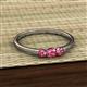 2 - Shirley 4.00 mm Round Pink Tourmaline Three Stone Engagement Ring 
