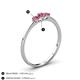 4 - Shirley 4.00 mm Round Pink Tourmaline Three Stone Engagement Ring 