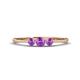 1 - Shirley 4.00 mm Round Amethyst Three Stone Engagement Ring 