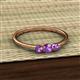 2 - Shirley 4.00 mm Round Amethyst Three Stone Engagement Ring 