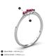 4 - Shirley 4.00 mm Round Rhodolite Garnet Three Stone Engagement Ring 