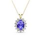 1 - Hazel 8x6 mm Oval Cut Tanzanite and Round Diamond Double Bail Halo Pendant Necklace 