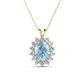 1 - Hazel 8x6 mm Oval Cut Aquamarine and Round Diamond Double Bail Halo Pendant Necklace 