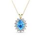 1 - Hazel 8x6 mm Oval Cut Blue Topaz and Round Diamond Double Bail Halo Pendant Necklace 