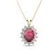 1 - Hazel 8x6 mm Oval Cut Rhodolite Garnet and Round Diamond Double Bail Halo Pendant Necklace 