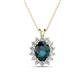 1 - Hazel 8x6 mm Oval Cut London Blue Topaz and Round Diamond Double Bail Halo Pendant Necklace 