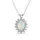 1 - Hazel 8x6 mm Oval Cut Opal and Round Diamond Double Bail Halo Pendant Necklace 