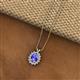 2 - Hazel 8x6 mm Oval Cut Tanzanite and Round Diamond Double Bail Halo Pendant Necklace 