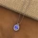 2 - Hazel 8x6 mm Oval Cut Tanzanite and Round Diamond Double Bail Halo Pendant Necklace 