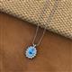 2 - Hazel 8x6 mm Oval Cut Blue Topaz and Round Diamond Double Bail Halo Pendant Necklace 