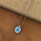 2 - Hazel 8x6 mm Oval Cut Blue Topaz and Round Diamond Double Bail Halo Pendant Necklace 