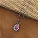2 - Hazel 8x6 mm Oval Cut Rhodolite Garnet and Round Diamond Double Bail Halo Pendant Necklace 