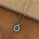2 - Hazel 8x6 mm Oval Cut London Blue Topaz and Round Diamond Double Bail Halo Pendant Necklace 