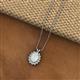 2 - Hazel 8x6 mm Oval Cut Opal and Round Diamond Double Bail Halo Pendant Necklace 