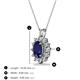 3 - Hazel 7x5 mm Oval Cut Blue Sapphire and Round Diamond Double Bail Halo Pendant Necklace 