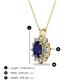3 - Hazel 7x5 mm Oval Cut Blue Sapphire and Round Diamond Double Bail Halo Pendant Necklace 