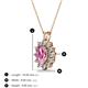 3 - Hazel 7x5 mm Oval Cut Pink Sapphire and Round Diamond Double Bail Halo Pendant Necklace 