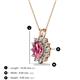 3 - Hazel 7x5 mm Oval Cut Pink Tourmaline and Round Diamond Double Bail Halo Pendant Necklace 