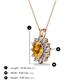 3 - Hazel 7x5 mm Oval Cut Citrine and Round Diamond Double Bail Halo Pendant Necklace 
