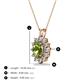 3 - Hazel 7x5 mm Oval Cut Peridot and Round Diamond Double Bail Halo Pendant Necklace 