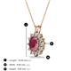 3 - Hazel 7x5 mm Oval Cut Rhodolite Garnet and Round Diamond Double Bail Halo Pendant Necklace 
