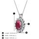 3 - Hazel 8x6 mm Oval Cut Rhodolite Garnet and Round Diamond Double Bail Halo Pendant Necklace 
