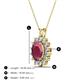 3 - Hazel 8x6 mm Oval Cut Rhodolite Garnet and Round Diamond Double Bail Halo Pendant Necklace 