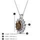 3 - Hazel 8x6 mm Oval Cut Smoky Quartz and Round Diamond Double Bail Halo Pendant Necklace 