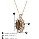 3 - Hazel 8x6 mm Oval Cut Smoky Quartz and Round Diamond Double Bail Halo Pendant Necklace 