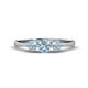 1 - Shirley 5.00 mm Round Aquamarine Three Stone Engagement Ring 