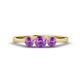 1 - Shirley 5.00 mm Round Amethyst Three Stone Engagement Ring 