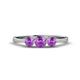1 - Shirley 5.00 mm Round Amethyst Three Stone Engagement Ring 