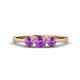 1 - Shirley 5.00 mm Round Amethyst Three Stone Engagement Ring 